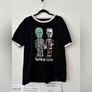 Creepy Co. “Love is Love” Monster Ringer Tee | Size XL | Horror Alt Streetwear